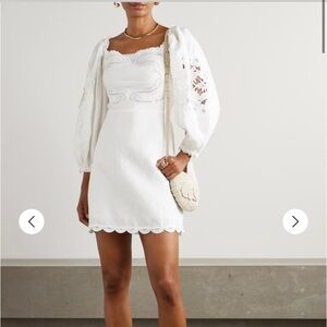 Farm Rio white linen embroidered dress